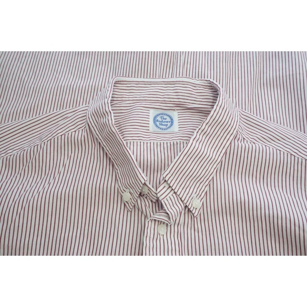 The Andover Shop White Red Striped Button Down Collar Dress Shirt Sz 17